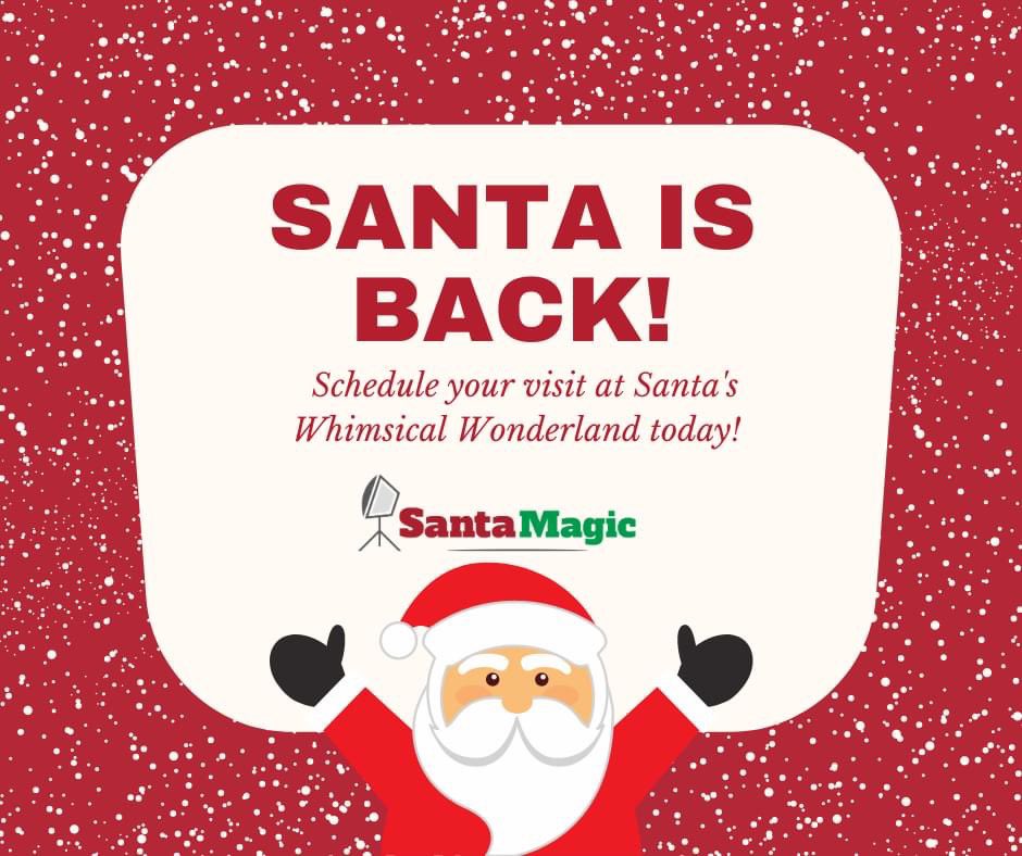 SantaMagicFargo's tweet image. Santa’s back! Our elves have been working diligently to make sure our whimsical wonderland is safe and ready for a holly jolly season! 🎅🏻

To book your visit to Santa’s Whimsical Wonderland visit: mysantamagic.com