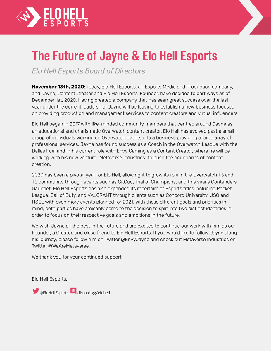 GitGud_Events's tweet photo. On behalf of @EnvyJayne and Elo Hell Esports

We wish Jayne the best and check out @WeAreMetaverse ♥️ https://t.co/RXw6POZsbE