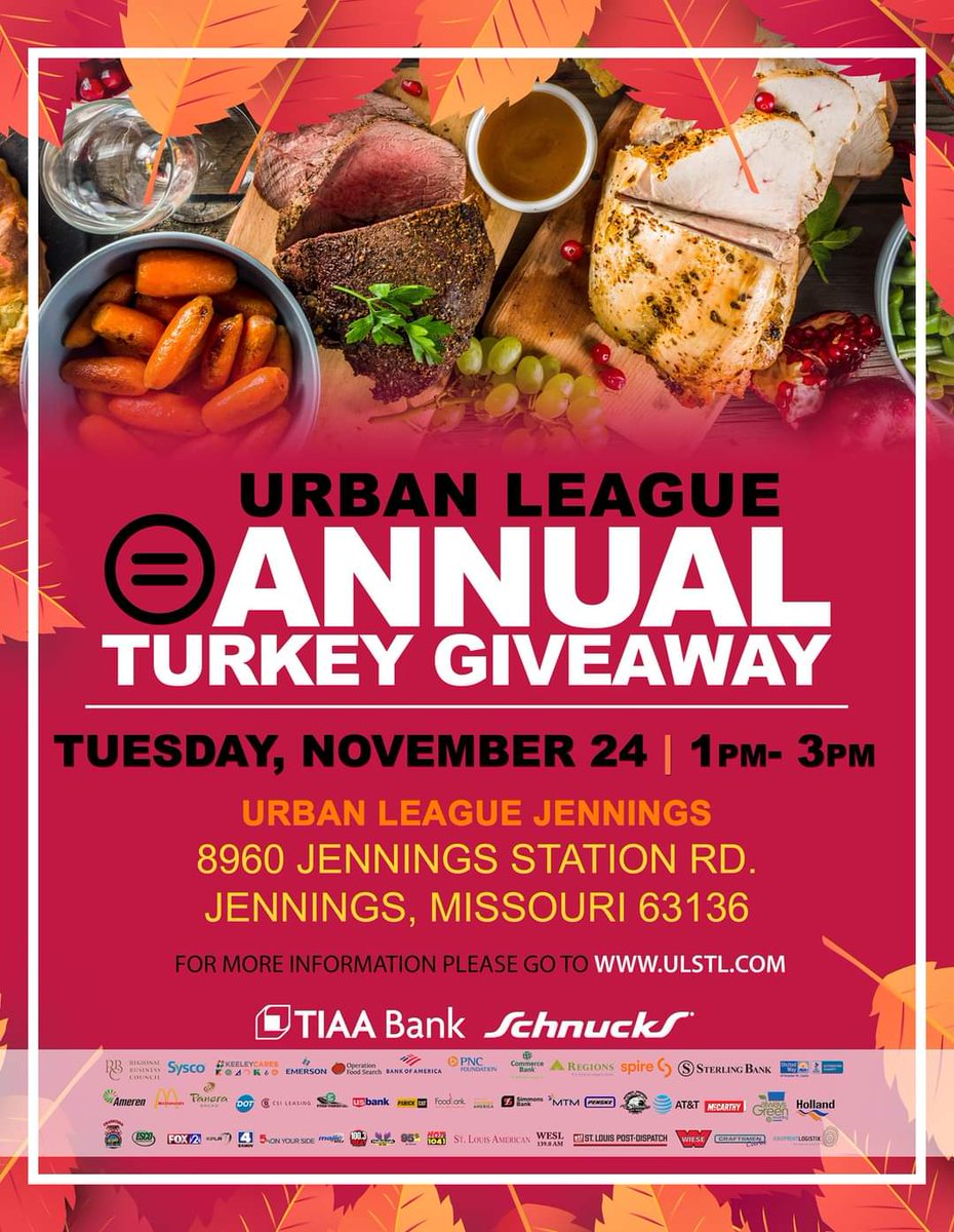 Khan_SHEGOG's tweet photo. Looking for a free Thanksgiving meal. @ulstl got you covered! Join the largest Urban League affiliate on Sat. Nov. 21st and Tues. Nov. 24th. See flyer for details. SPREAD THE WORD!!! #ULSTL #ULMovement https://t.co/TtbPuPZDKs