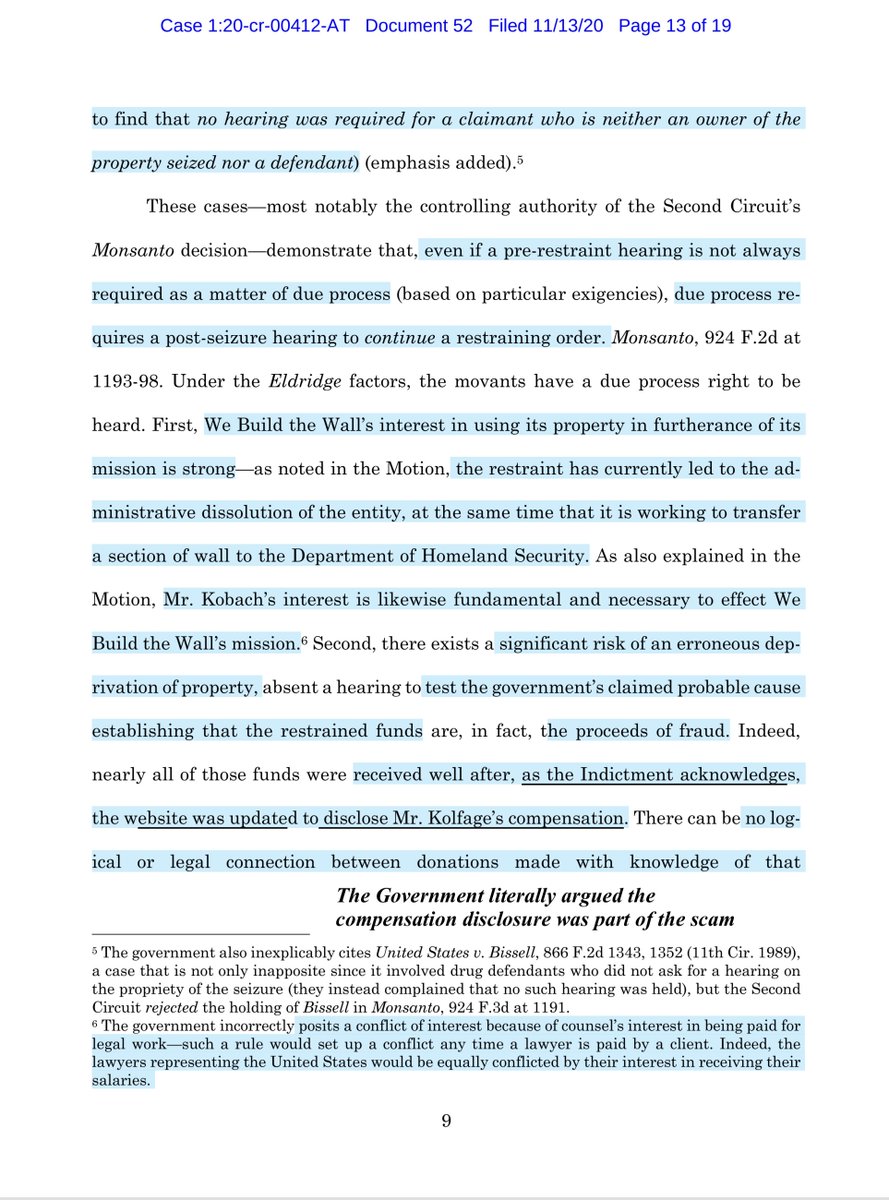this is pure INSANITY“We Build the Wall’s interest in using its property in furtherance of its mission is strong.. restraint has currently led to the administrative dissolution of the entity, at the same time that it is working to transfer a section of wall to the  @DHSgov”