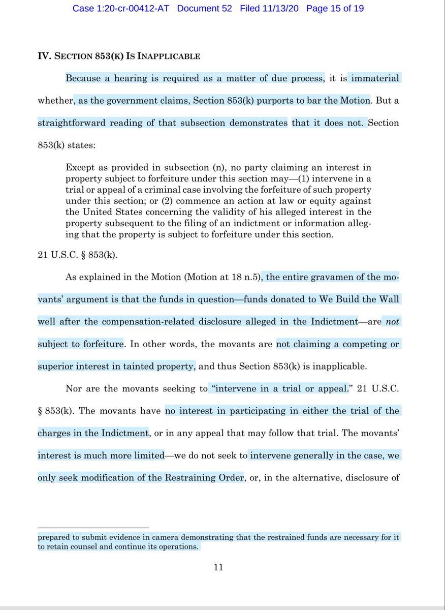 this is pure INSANITY“We Build the Wall’s interest in using its property in furtherance of its mission is strong.. restraint has currently led to the administrative dissolution of the entity, at the same time that it is working to transfer a section of wall to the  @DHSgov”