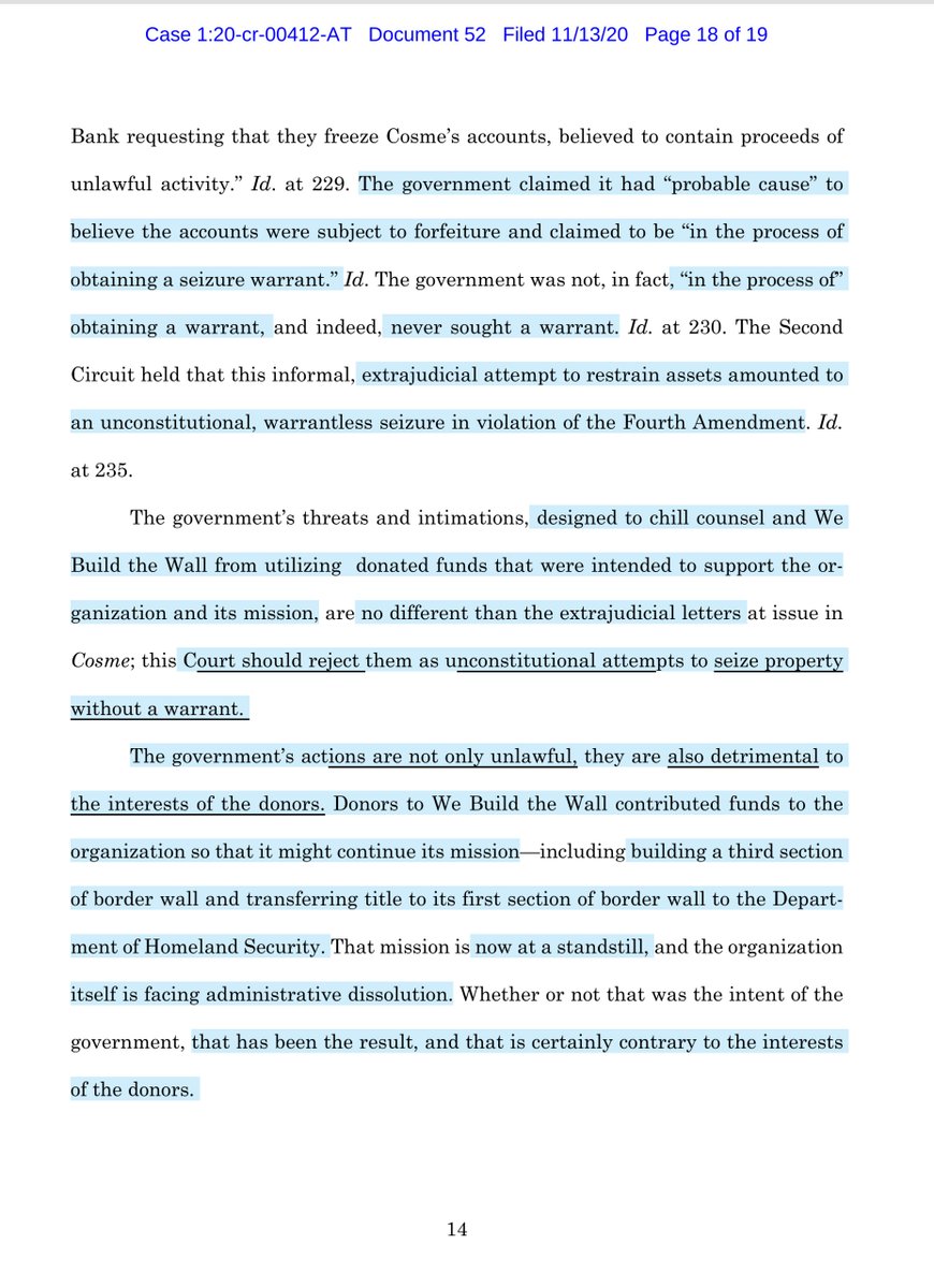 Holy CRAP how is  @KrisKobach1787 STILL allowed to practice law?“ The Motion is directed at the government’s inability to establish probable cause to believe that all of the funds restrained are the proceeds of the charged crimes...”I feel less smart  https://ecf.nysd.uscourts.gov/doc1/127127974440