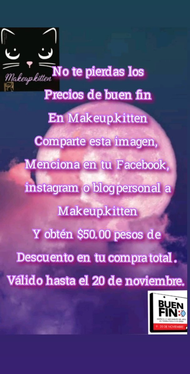 Makeup_kitten_'s tweet photo. Aplica solo en CDMX. Entregas en puntos Makeup.kitten o se hace entrega en líneas del metro, consulta bases. 
#makeup_kiteen
#BuenFin2020
#maquillajes
#descuento https://t.co/wQUk5KSbs7
