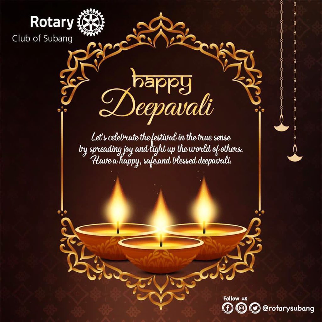 RotarySubang's tweet photo. இனிய தீபாவளி நல்வாழ்த்துக்கள்🎉.
Let this celebration of lights illuminates our live with blessings and hope. Stay safe and celebrate responsibly. 😷🎉

#Rotary #RotaryInternational #RotaryDistrict3300 #RotaryClubofSubang #RCSubang #RotarySubang https://t.co/o7RODm1ZIt
