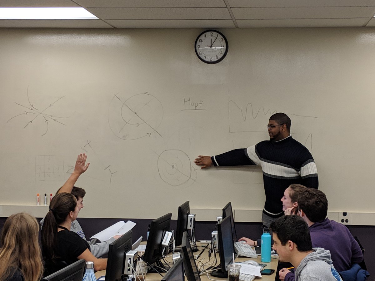 SMB_MathBiology's tweet photo. meanwhile, Dr. McGee teaches courses ranging from #calculus and numerical methods, and he is part of the SMB Education subgroup. #BlackInMathEd https://t.co/sNxrQfkPUL