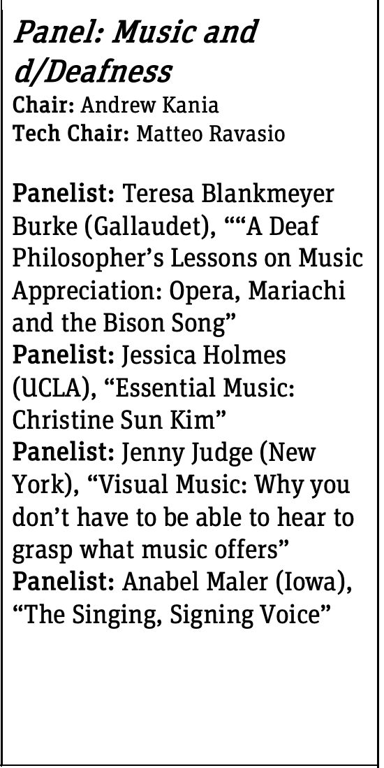 hessicajolmes's tweet photo. Tomorrow Sat Nov 14 @ 11:15 am EST @anabelmaler and I will be presenting at the American Society for Aesthetics conference in a panel on "Music &amp; d/Deafness" with colleagues from @GallaudetU and beyond! Live ASL will be provided! 🤟🏻🎵

https://t.co/G93LpHkMM7 https://t.co/wdjscAA5E5