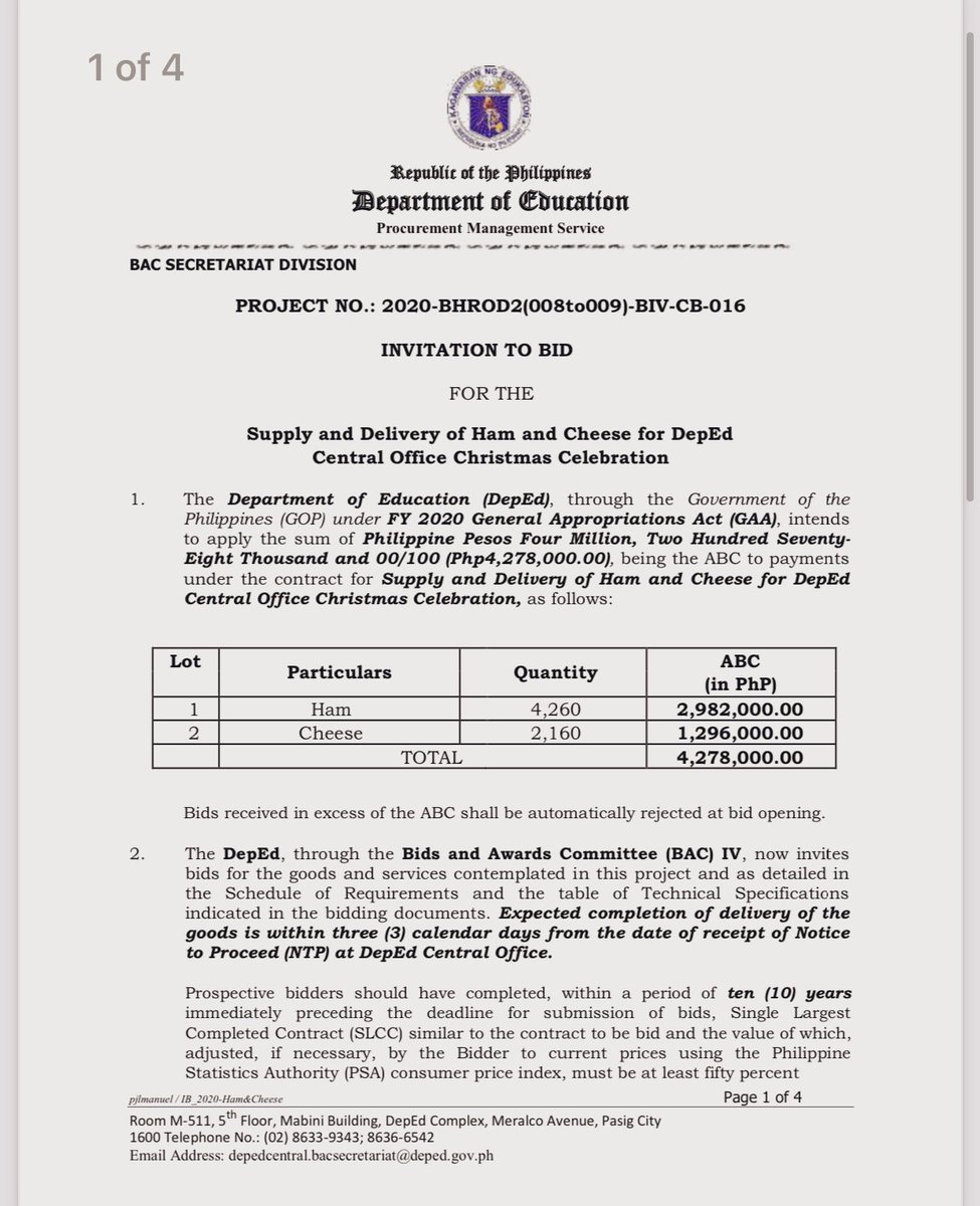 tonyocruz's tweet photo. @DepEd’s P4.278-million ham and cheese budget will be sourced from the National Budget

Itemized: 
4,260 pcs of ham, P2,982-million 2,160 pcs of cheese, P1.296-million

Signed by: 
Asec. Alberto Escobarte

Source: https://t.co/wbFxeUKLVF https://t.co/fyUG7gsUz4