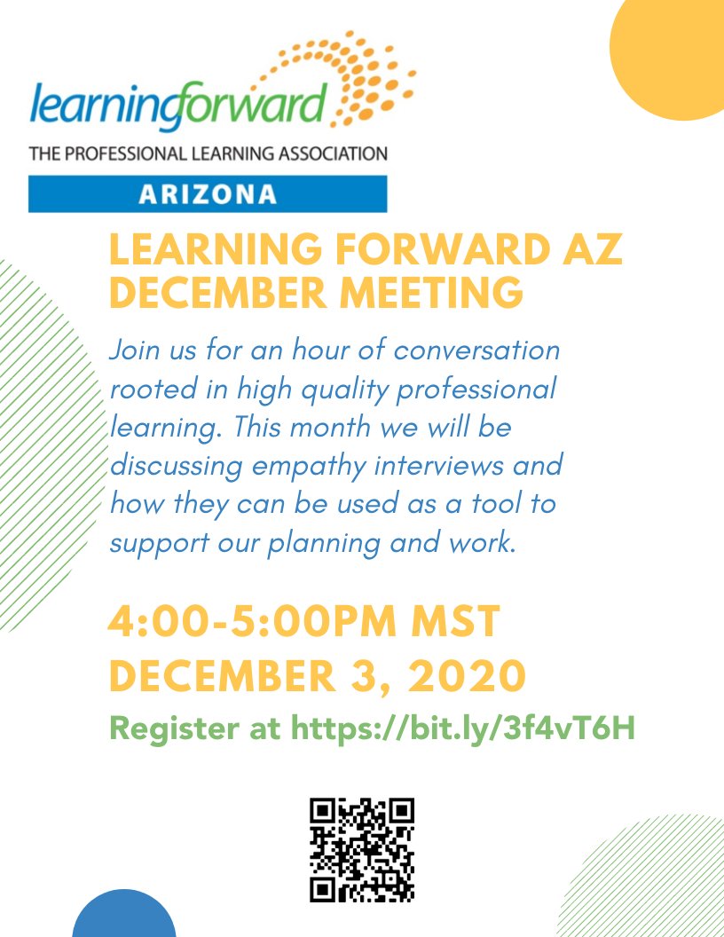 learning_az's tweet photo. Mark your calendar now and plan to join #LearnForwardAZ on Dec. 3 from 4-5pm MST for our December Meeting. Register at https://t.co/Wuz3cl2TSo See you on Dec. 3! https://t.co/7XyAz2nd35