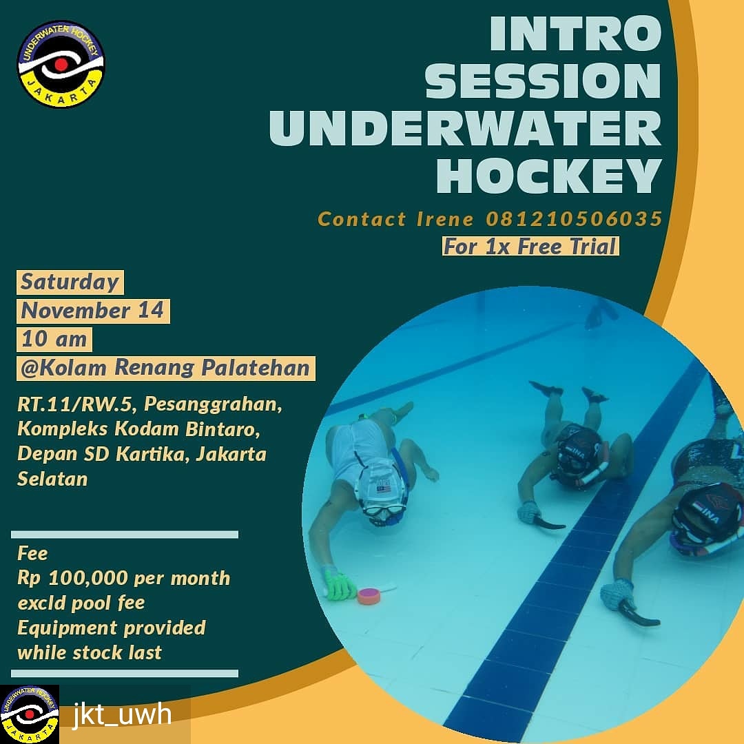 yeah first intro session to #underwaterhockey for #Jakarta club after almost a year
thanks #COVID19 you made us waiting longer... #Sarcasm 
so.. welcome newbies this morning!