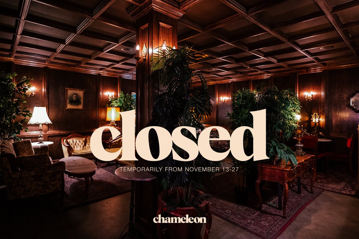 Due to the new government curfew restrictions we've decided to close Chameleon from Friday November 13th to Friday November 27th. We’ll REOPEN on Saturday November 28th and continue to offer you a safe space to enjoy spirits + soulful music. For reservations msg info@thebower.ca
