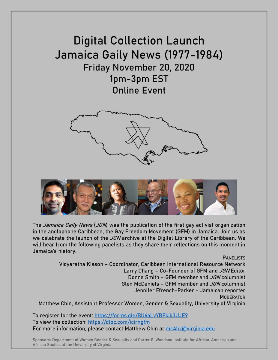 vidyaratha's tweet photo. Please share! Digital Collection Launch of the Jamaica Gaily News, Friday Nov 20th 1-3pm EST
To register for the event: https://t.co/5fw0HbXQgi
The Jamaica Gaily News (JGN) was the publication of the  the Gay Freedom Movement (GFM) in Jamaica. https://t.co/CeGL06Gp3Z