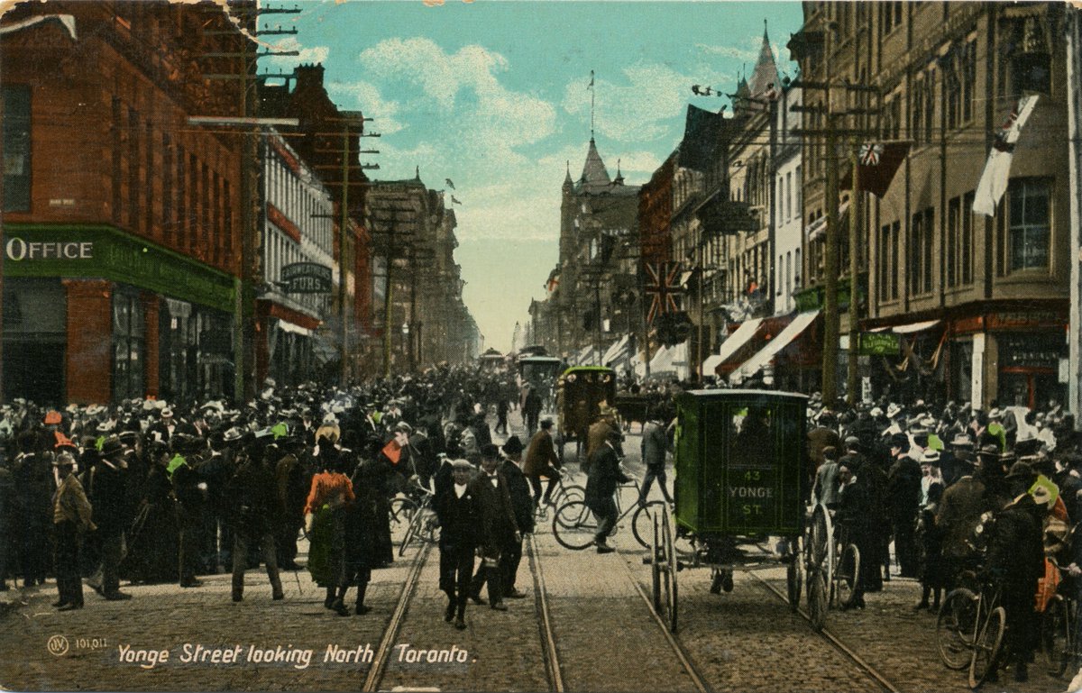 2. It was 1908. Toronto was booming. More than 200,000 people now called the city home. The first skyscrapers towered above the downtown core, streetcars rattled through rush hour, and horses were just beginning to give way to cars.