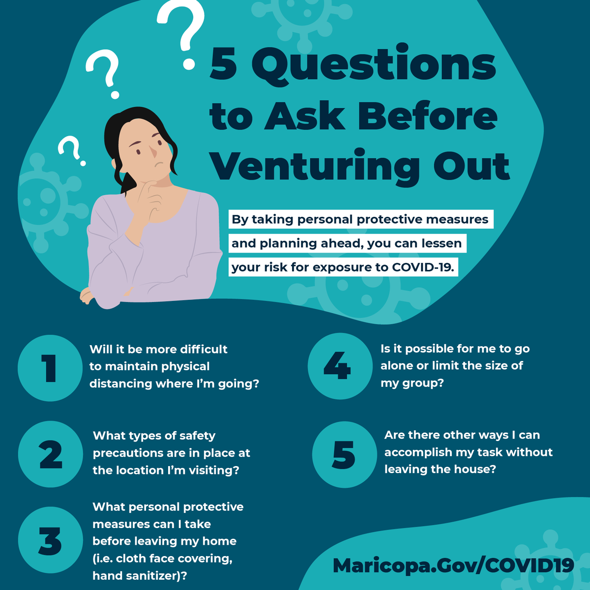 Maricopahealth's tweet photo. Cases are on the rise in our community, and we all have a role to play in slowing the spread of #COVID19. As we go into the weekend, think ahead before venturing out or attending gatherings. We can do this, together. #MaskUpAZ #6FeetApart #LimitContact #StayHome https://t.co/we6tNT54gV