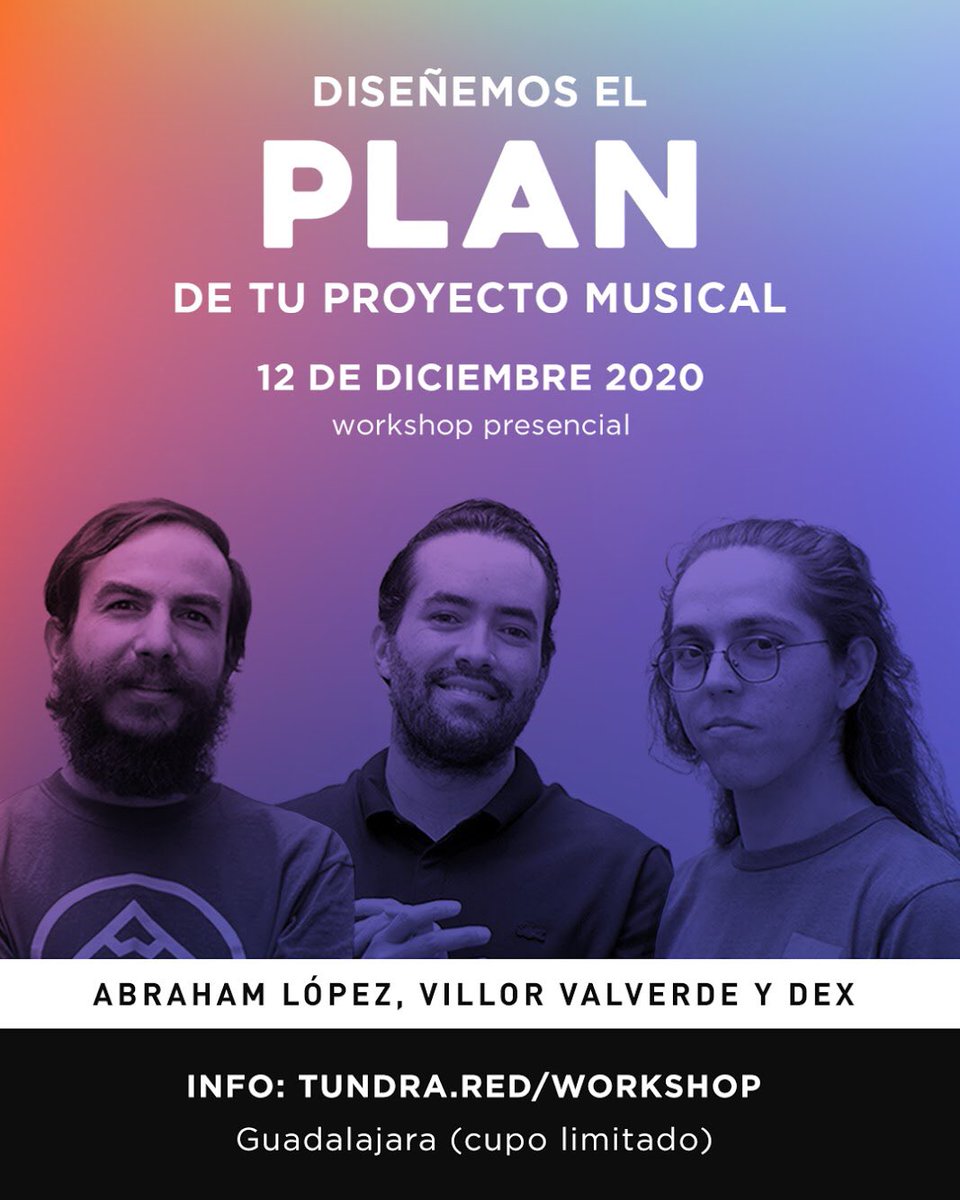 Si tienes una banda, proyecto de solista o quieres iniciar uno, este Workshop para Manejar y Conceptualizar tu proyecto musical, es para ti. Te ayudaremos a crear tu ruta de trabajo para el 2021.
Te esperamos en nuestra web 👉tundra.red/workshop