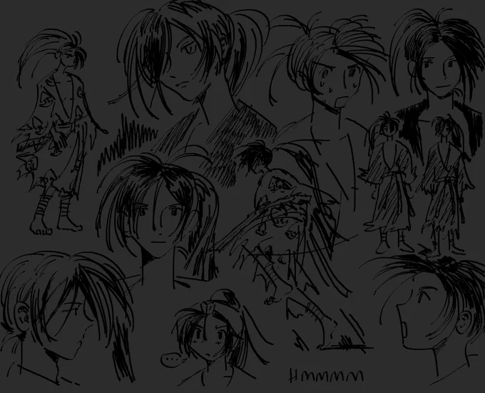haven't sat down and doodled without planning anything ahead in forever so here's me trying to figure out how to draw again (using the mspaint calligraphy brush)
#dororo 