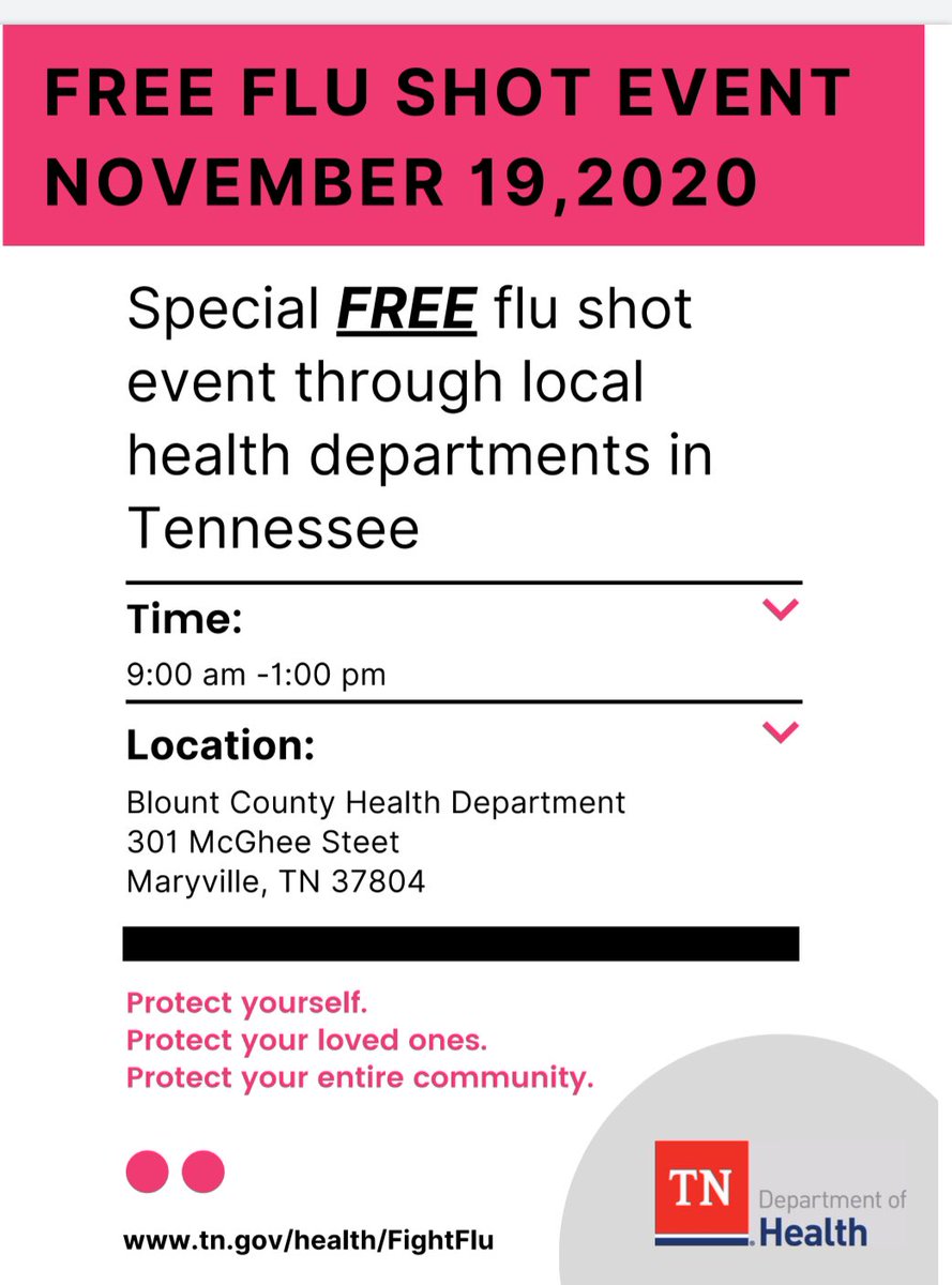 JayClark4TN's tweet photo. Hey Blount County folks. 
Please check this out and share.
Free Flu shots. https://t.co/FvcHyO1U5C