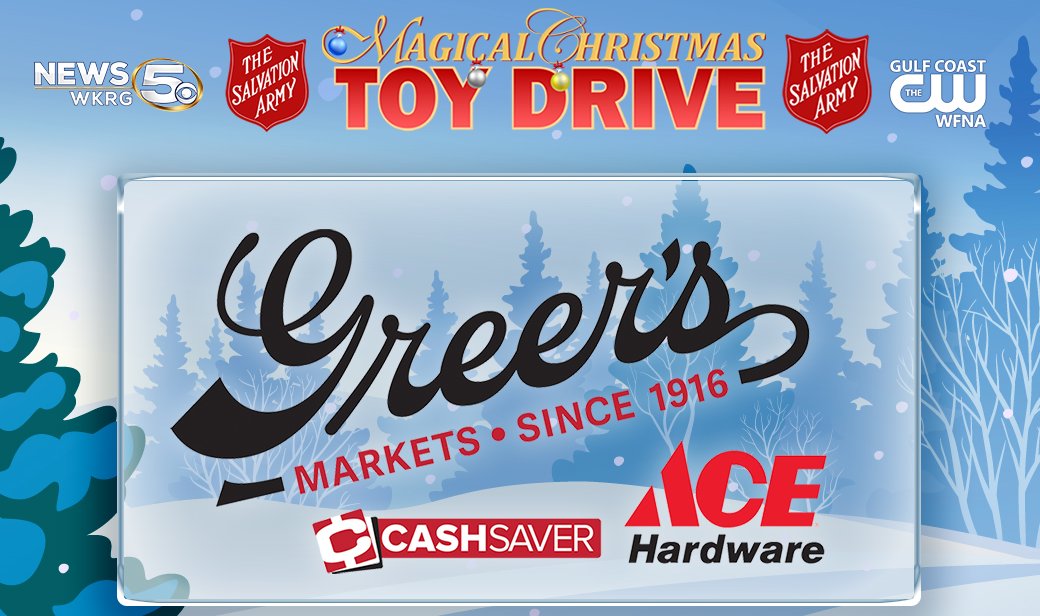 It’s time again for the <a href="/WKRG/">WKRG</a> &amp; <a href="/TheGulfCoastCW/">Gulf Coast CW</a> Magical Christmas Toy Drive! How can you help? It’s easy! Simply bring a new, unwrapped toy to any of the sponsor locations listed here: bit.ly/MagicalChristm…