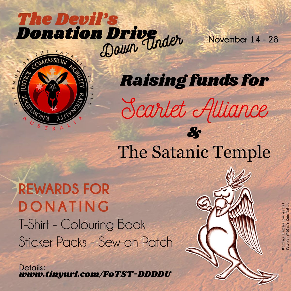 The Devil's Donation Drive Down Under is officially open! Donate directly and we reward you! More details and how to donate and get rewarded at  tinyurl.com/FoTST-DDDDU
