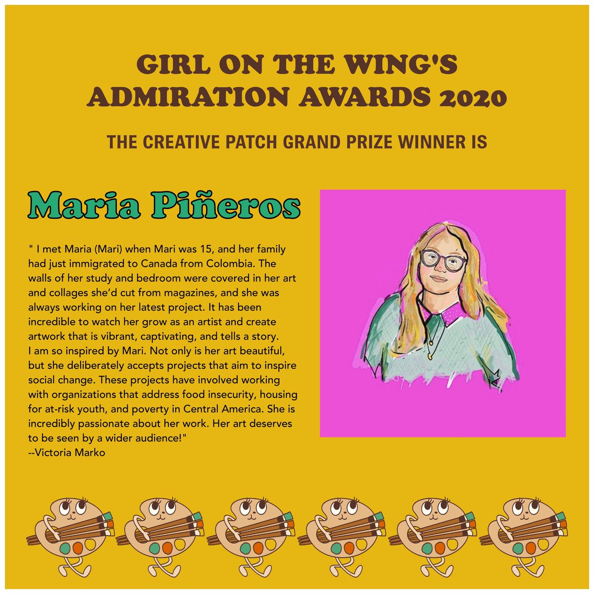 The Creative Patch goes to Maria Piñeros, a Colombian-born artist who creates beautiful pieces that inspire social change #HamOnt