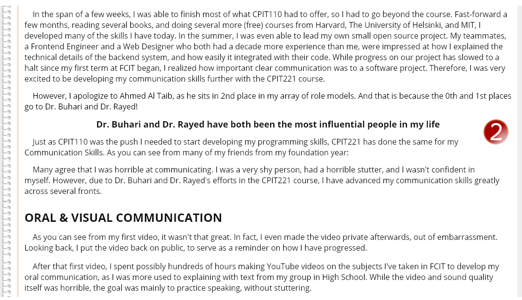 rayed1420's tweet photo. So proud to read the story of our brilliant #CPIT221 student @Ryan_Samman_ in his #weekly_writing as he inspired by @mibuhari
Interesting to read how he was inspired by @ahmad_tayeb , writing with his team a serious proposal of #CPCS202 to @iyadkatib &amp; mentioning @madinigm 😃😃😃 https://t.co/t4CMSRFR9F
