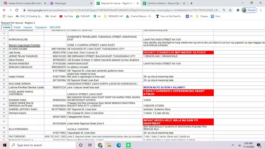 ‼️‼️‼️PLEASE SEND A RESCUE TEAM PLEASE ‼️‼️‼️ FEW LIST OF PEOPLE COMPILED NEEDED TO BE RESCUED!!! 1/8 (THANK YOU FOR COMPILING) #CagayanNeedsHelp #TugegaraoNeedsHelp #IsabelaNeedsHelp #RescuePH