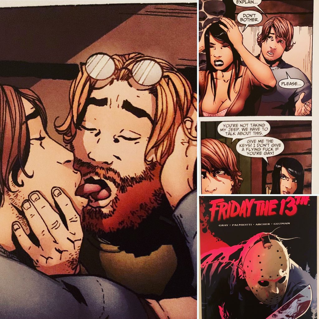 Celebrating  Friday the 13th by showing the 1 time the F13 series went gay - in 2007’s graphic novel by Justin Gray and Jimmy Palmiotti. #fridaythe13th #happyfridaythe13th #graphicnovel #inclusionmatters #gayrepresentation #lgbtqia #justingray #jimmypalmiotti #comicbooknerd