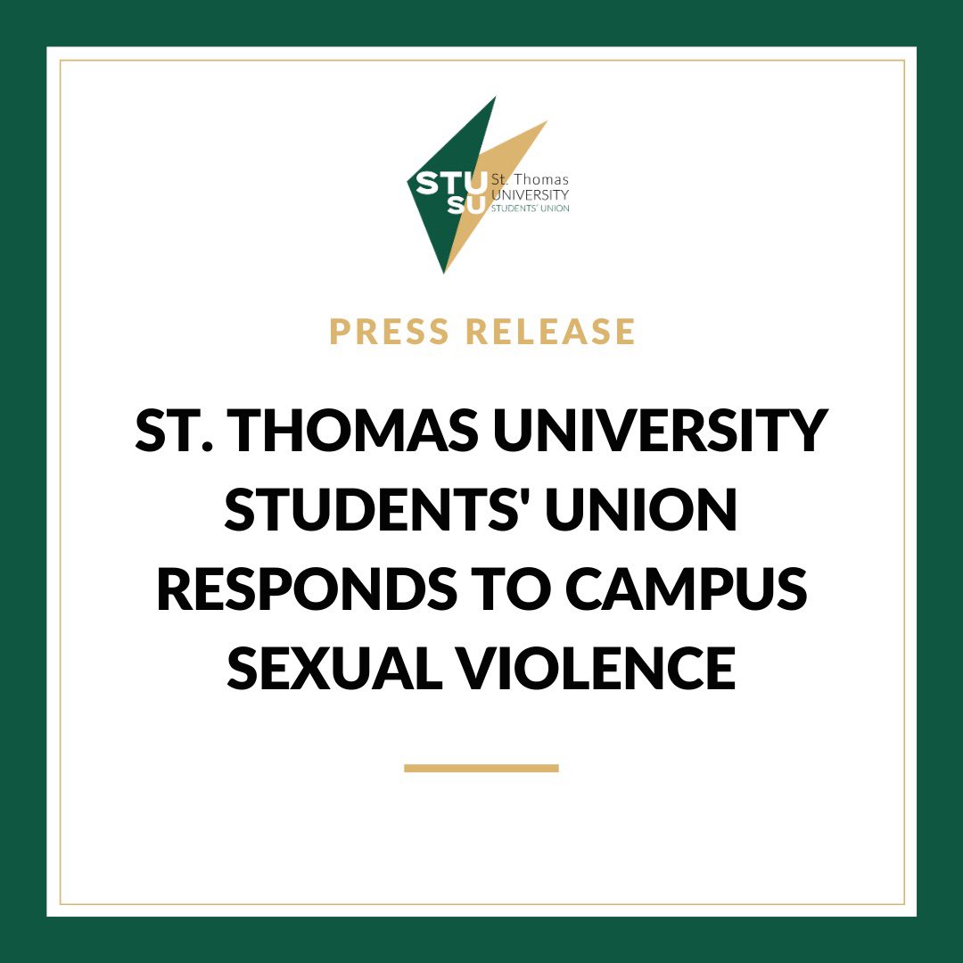 STU_SU's tweet photo. The St. Thomas University Students’ Union wholeheartedly supports and stands in solidarity with our STUdent and alumni survivors. We are appalled at the inaction of university administrations to support their students. 

See full release at: https://t.co/Hn4ZC9aY4m https://t.co/rM9JZjA9XN