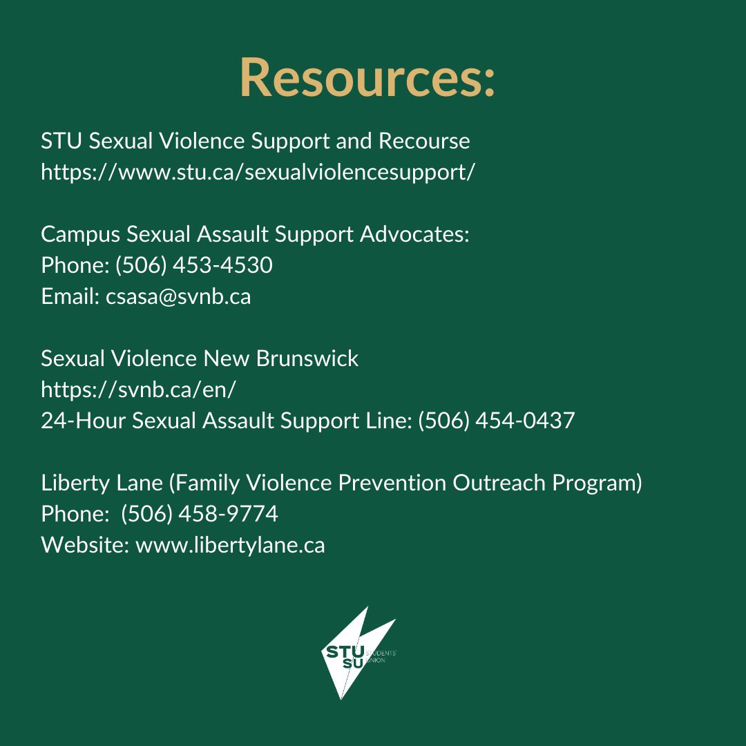 STU_SU's tweet photo. The St. Thomas University Students’ Union wholeheartedly supports and stands in solidarity with our STUdent and alumni survivors. We are appalled at the inaction of university administrations to support their students. 

See full release at: https://t.co/Hn4ZC9aY4m https://t.co/rM9JZjA9XN