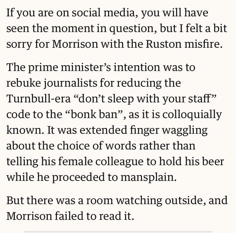 after pretending the press gallery has no agency over their collective decision to cover a nobody who can not effect their access to power instead of the Attorney General, Murphy pretends the toxic misogyny Morrison displayed to the world is an exception. Nope. It is the rule.