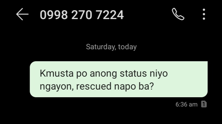Venayyy's tweet photo. I texted a random number I saw on fb to check if they are rescued from their current location. The lady replied and is asking for urgent rescue.

Evangeline B Banan
Zone 7 adduru St. Annafunan
West Tug City Cagayan
09067646370

Please spread ‼️‼️ 

#RescuePH #CagayanNeedsHelp https://t.co/un7vUt2wC8