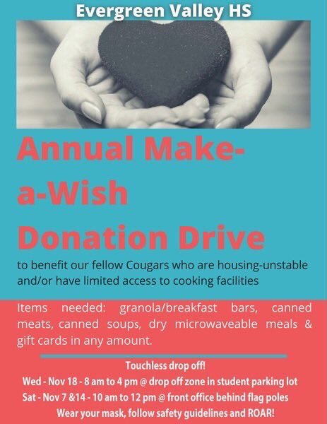 evhspride's tweet photo. HEY Cougars! Our annual Make-A-Wish Event is here! Drop of your donations in the student parking lot. Please follow all safety guidelines! https://t.co/ObXpZdktvB