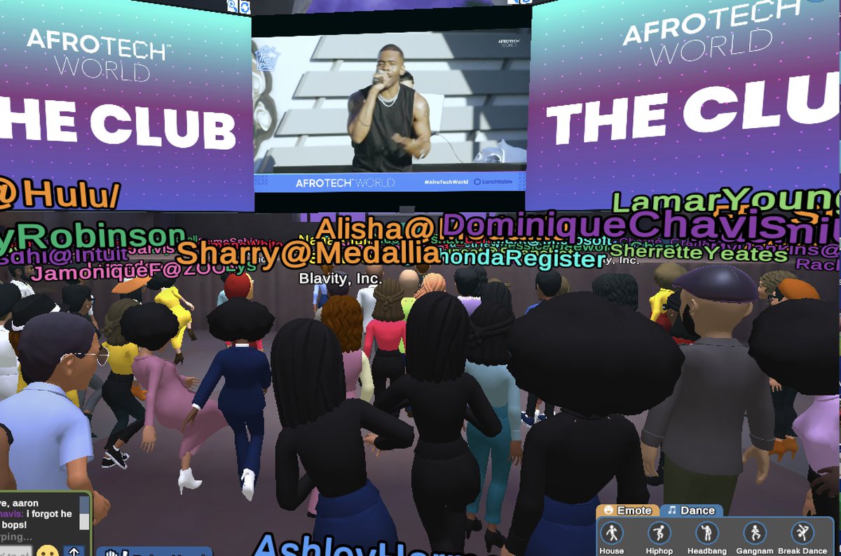 MedalliaLife's tweet photo. At the club... with @SharryAsh_ , the Medallia team and oh and @OHYESMARIO!!!!! When you can go out dancing [sans] the hurt feet &amp; the long bathroom lines.

*body rolls*
@AfroTech #Afrotechworld #Hiring 

-A https://t.co/z6lEOT6UB2
