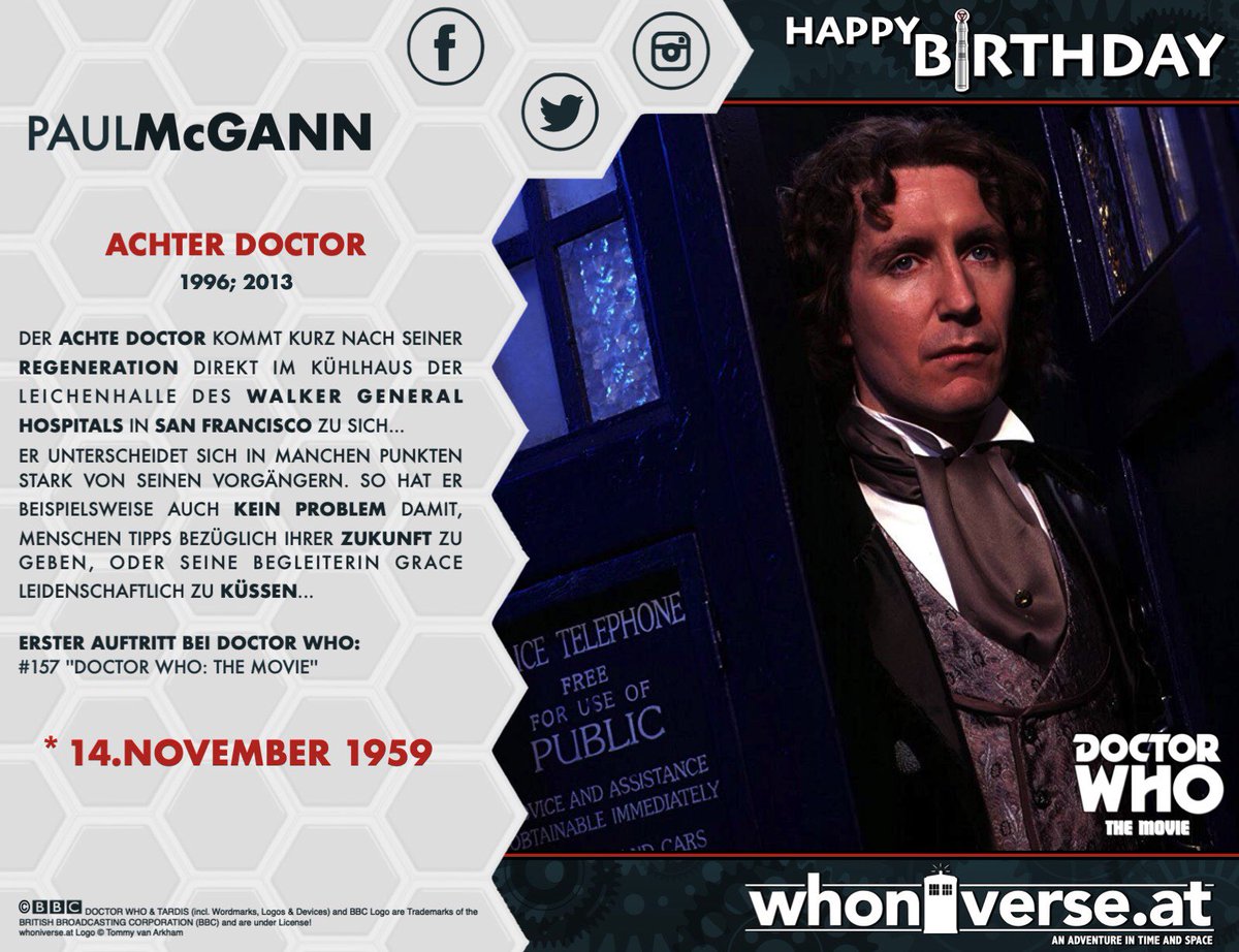 whoniverse_at's tweet photo. Ganz besondere Geburtstags-Glückwünsche gehen heute raus, und zwar an den #8thDoctor höchstpersönlich!
#PaulMcGann feiert heute seinen 61. Geburtstag - #HappyBirthday!

#whoniverse_at #DoctorWho #TARDIS #TimeLord #BBC
#AdventuresInTimeAndSpace #WhoviansOfAustria https://t.co/vLdBcKHslR
