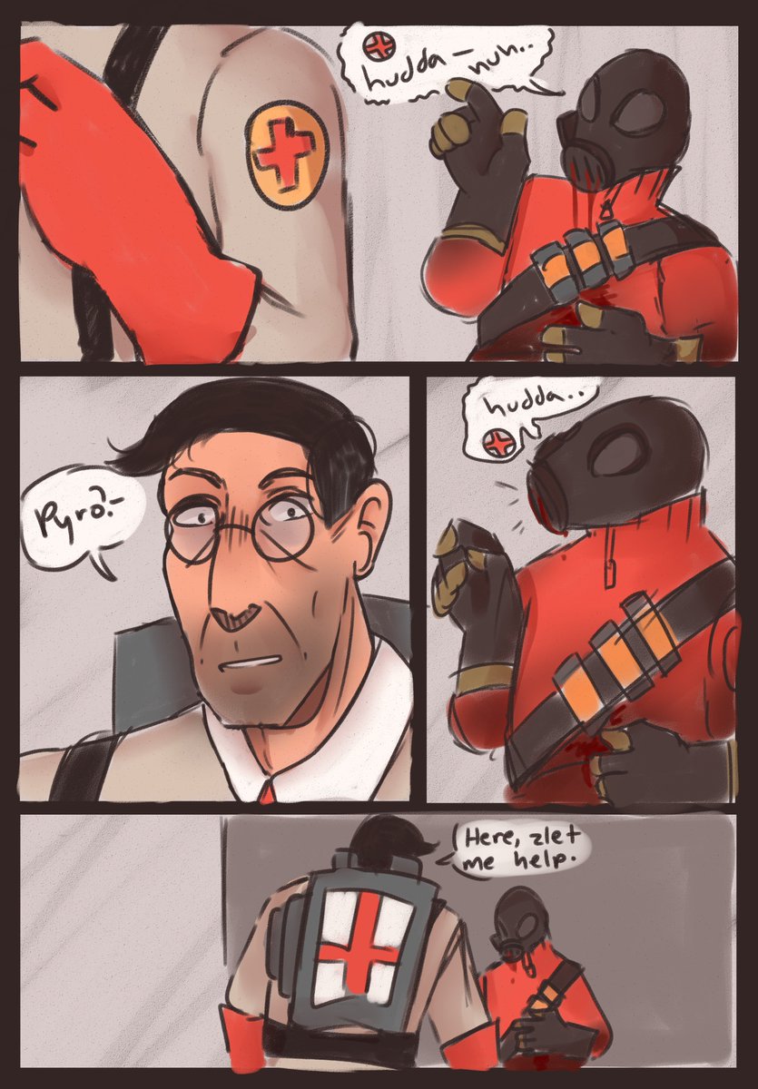 valocowberry's tweet photo. mini #tf2 comic im working on right now B)
next pages out tomorrow
#thepyro #themedic #pyroandmedic #tf2comic #TF2fanart #art #comic https://t.co/NDRrJv6GSm