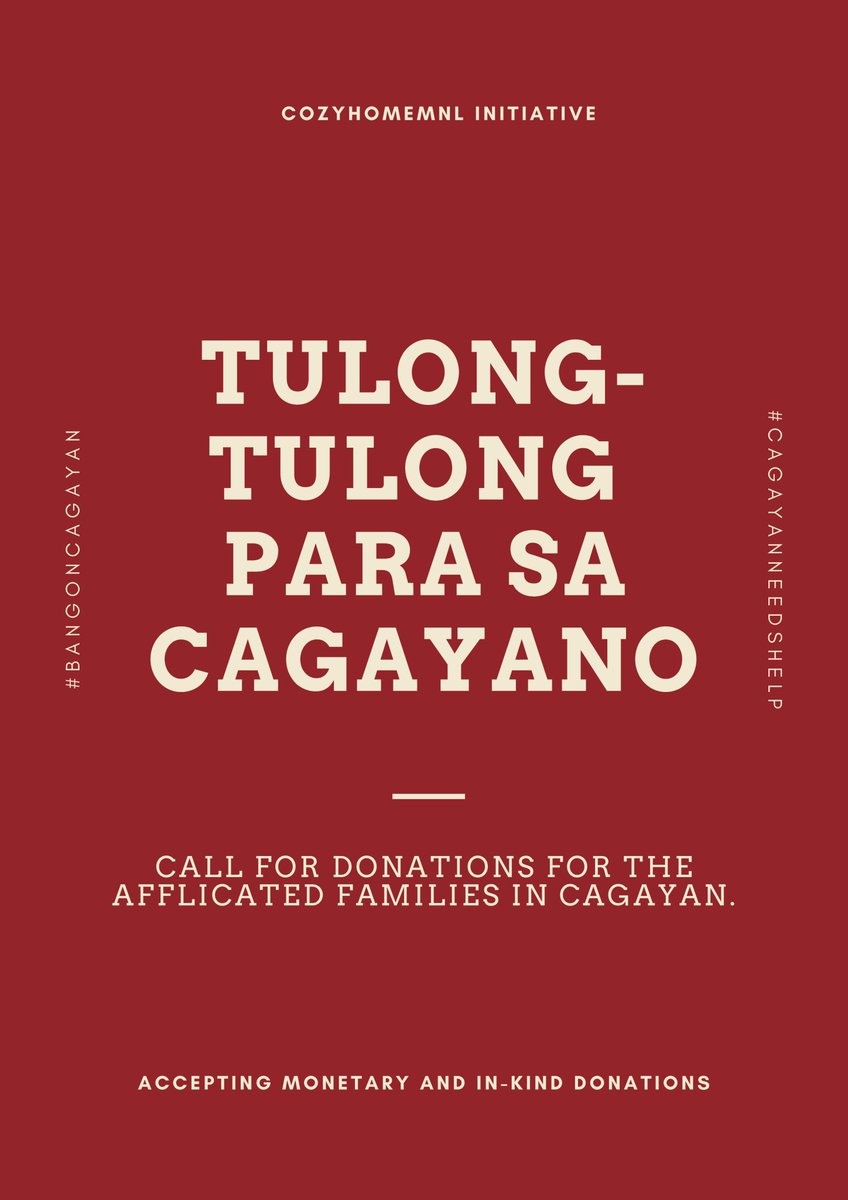 BerniceDacara's tweet photo. ‼️ DONATION DRIVE FOR CAGAYAN ‼️

We are calling for donations to provide relief for those affected in our hometown by Typhoon Ulysses.

In-kind donations will be accepted until Nov 16 and will be bound for Cayagan by monday evening. https://t.co/thNvR4Hbbe