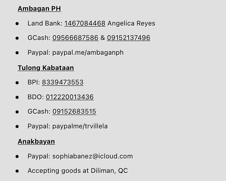 RED CROSS PHILIPPINES  https://redcross.org.ph/ways-to-donate/&nbsp;