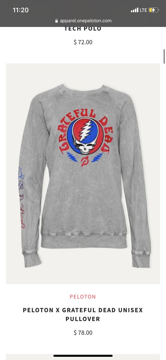 8/In all seriousness, Peloton sells in their physical stores/online stores hoodies, bras, and various types of workout gear. Pictured below are some Grateful Dead x Peloton collab merch sold on their store again proving that music will be a big part of their future.