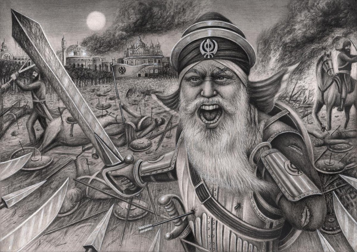 Baba Ji drew a line on the ground with his khanda, and asked only those who were willing to fight and die to cross the line. All of the Sikhs there crossed the line eagerly. Baba Deep Singh Ji then recited the shabad: "Jo to praym khaylan ka chaao, (7/15)