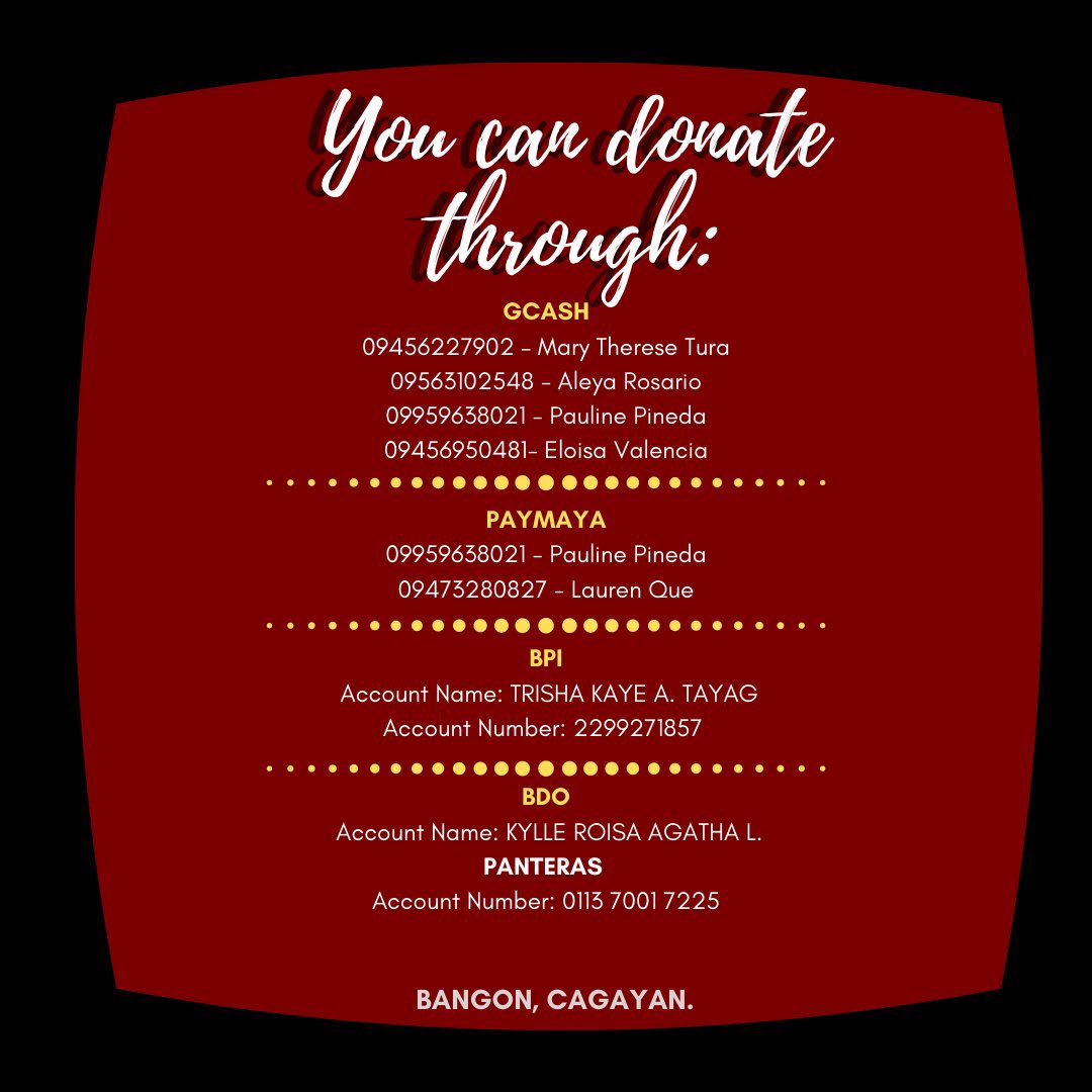 zafdharmadown's tweet photo. 🚨 CALL FOR DONATIONS 🚨

We are humbly asking for your help in donating for those who have been affected by the typhoon in Cagayan. A peso or a dollar will go a long away. Transparency updates will be posted! 

#CagayanValleyNeedsHelp
#CagayanNeedsHelp
#IsabelaNeedsHelp https://t.co/iM4mFZ6HEX