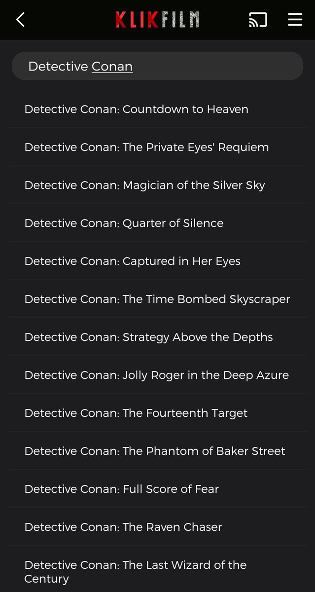 WatchmenID's tweet photo. Klikfilm #AnimeFest ini surganya buat para Conanholic (?)

10 ribu doang buat bisa nonton katalog Detective Conan Movie sebanyak ini. Legal! 

Hari pertama #AnimeFest mau nonton ulang Detective Conan Episode 1 dulu ah, udah versi dubbing bahasa Indonesia pula 😂 https://t.co/Xs7C6MQAnT