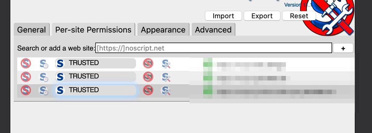 notdan's tweet photo. Hey. You. It's time to check your 'Trusted Sites' in all of your web browser stuff, like No-Script, Ublock Origin, etc. #NukeItAll #FreshStart #ShakeTails https://t.co/1ic9AAUGfV