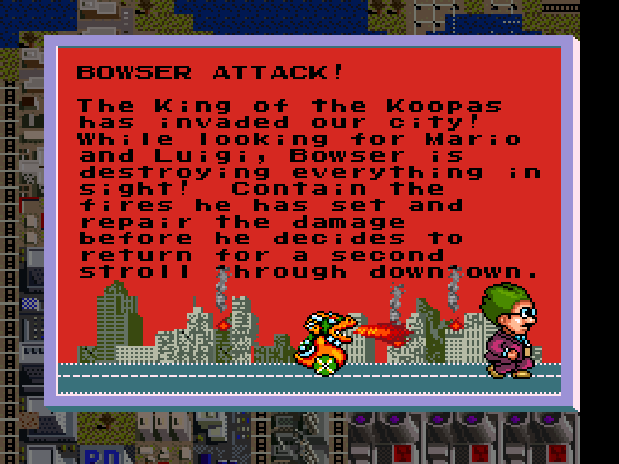 In the Super NES version, instead of Godzilla attacking your city, it's Bowser.(kicks feet up)It's good to be the HBIC. #IGCvSNES