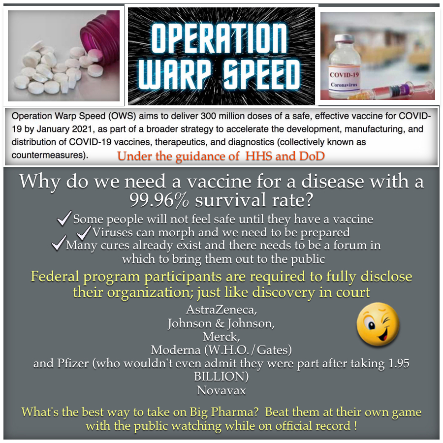  #OperationWarpSpeed will expose Big Pharma and all their cronies.  #Novavax which will have real solutions mysteriously found funding via  #BillGates AFTER his house was raided and 6000 child p0rn images were found. Think his arm hurts? Funding his own demise?  #Karma