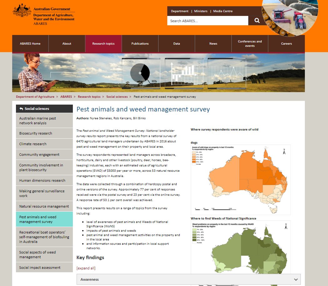 Now Dave, on the Dept of Agriculture website it says Australia has a 'widespread' problem with pests & weeds, right?Even has maps to show where the weed & pest problems are. #auspol  #Insiders