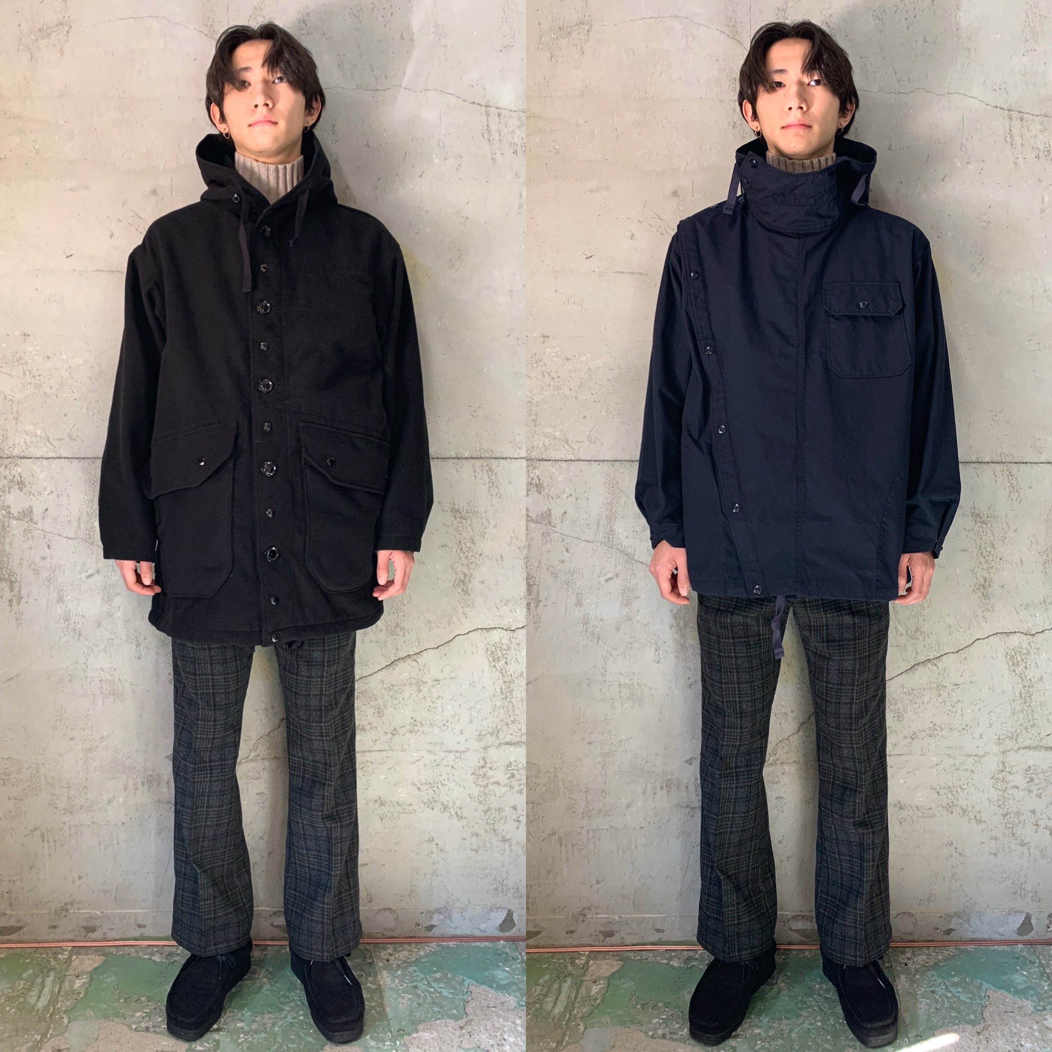 エンジニアードガーメンツ　Madison Parka - Fake Melton Engineered Garments men's Madison Parka Heavy Melton hooded