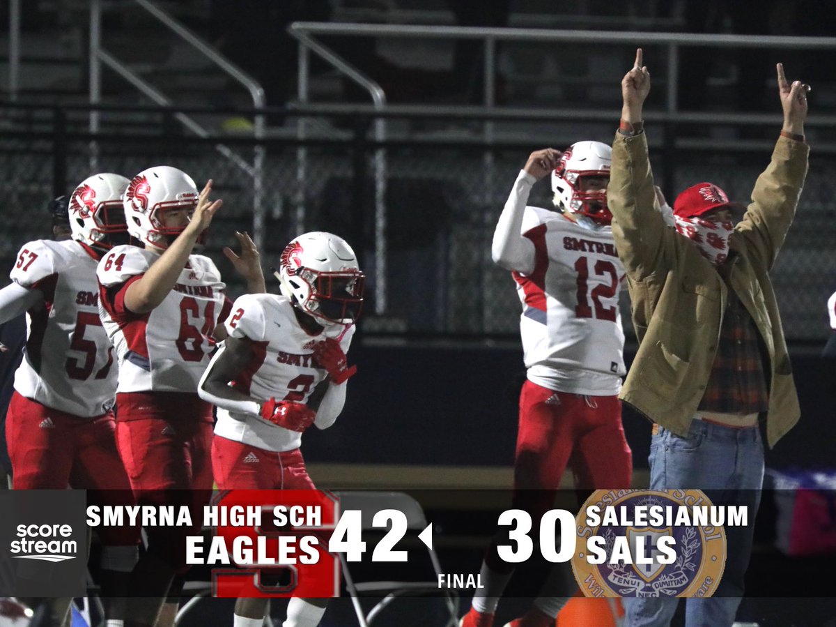 Boys Varsity Football: The Smyrna High School Eagles defeat the Salesianum High School Sals 42 to 30
scorestream.com/game/salesianu…
#ScoreStream #wilmde #delhs #abessiniostadium #HSFB #delhsfootball