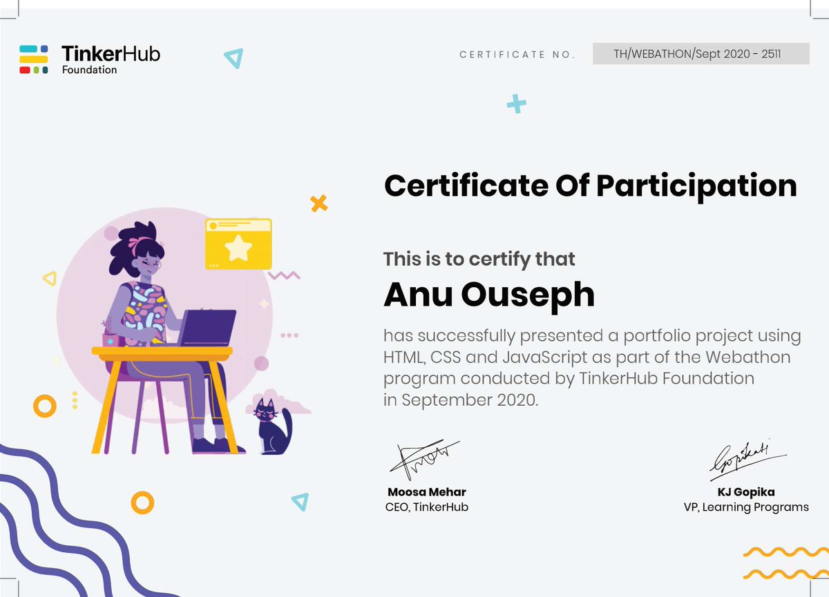 anu_ouseph's tweet photo. It was a great event !! ✨ #webathon @TinkerHub https://t.co/4252KfwVcW