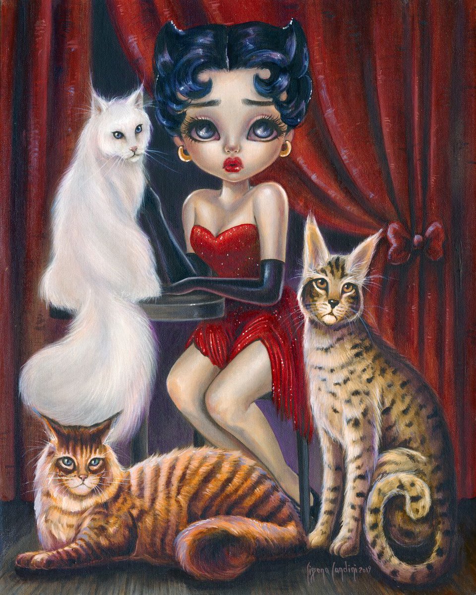 BeautifulBzarre's tweet photo. "I've always loved the character of Betty Boop and really felt like painting my version. So here it is!" Such a fun rendition of Betty Boop : "A Strange Kind of Cat" by @SimonaCandini!
...
#beautifulbizarre #simonacandini #bettyboop #pinupart #pinup https://t.co/ACjR60o9UM