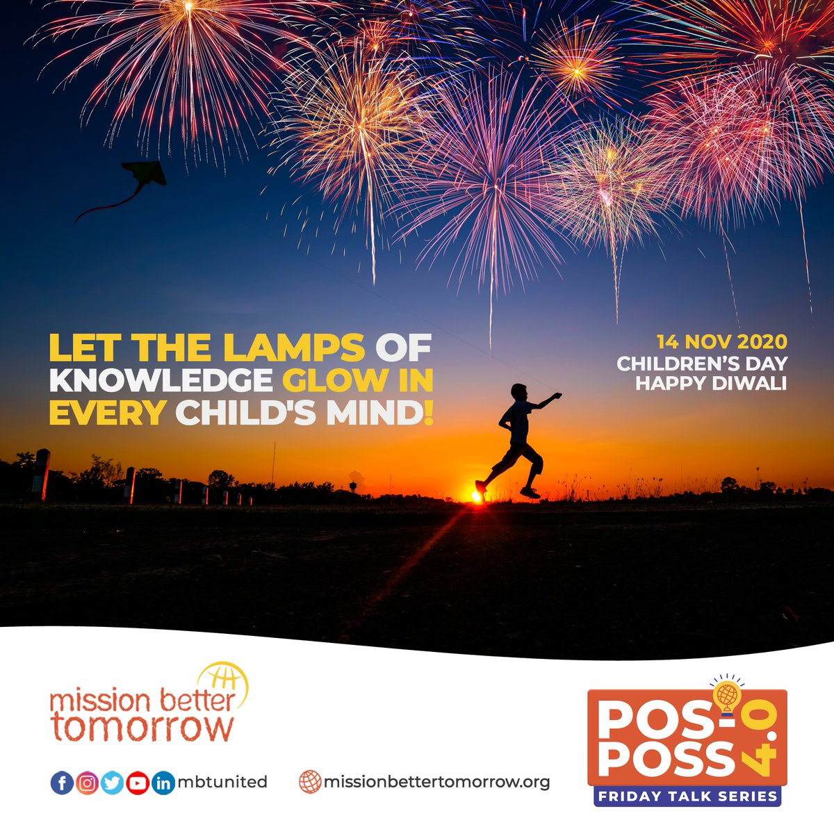 mbtunited's tweet photo. LET THE LAMPS OF KNOWLEDGE GLOW IN EVERY CHILD’S MIND!
14 Nov 2020
Children’s Day👩🏻🤝👨🏼
Happy Diwali🪔
#childrensday #diwali #missionbettertomorrow #nanmafoundation #posposstalkseries #pvijayanips https://t.co/TEQyzT0zBQ