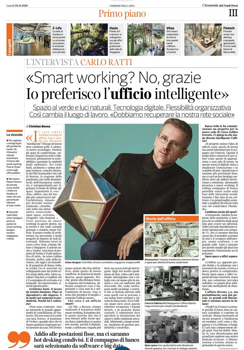 LuisB's tweet image. #Smart_working? No grazie, io preferisco l&apos;#ufficio #intelligente. Spazio al verde e #luci naturali.  #Tecnologia #digitale. Flessibilità organizzativa. #COVID19 #lavoro #economia #italia